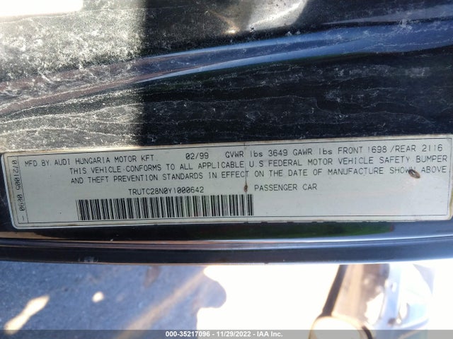 Audi TT 2000 TRUTC28N0Y1000642 Image 9