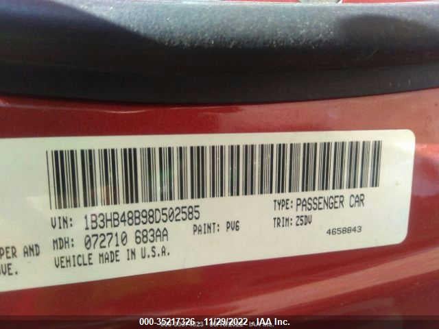 2008 DODGE CALIBER SXT VIN: 1B3HB48B98D502585