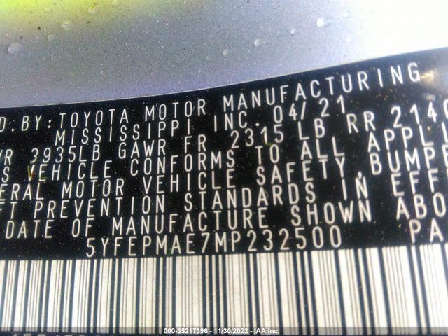Toyota COROLLA LE 2021 5YFEPMAE7MP232500 Image 9
