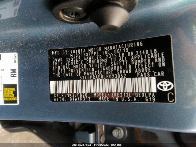 Toyota COROLLA LE 2020 5YFEPRAE8LP023052 Image 10