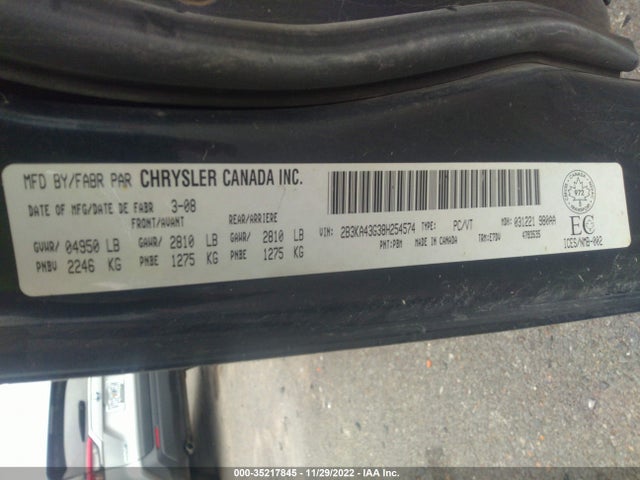 2008 DODGE CHARGER SE VIN: 2B3KA43G38H254574