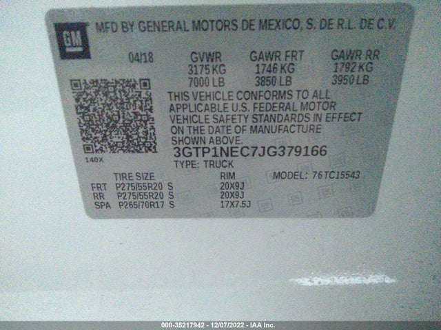 2018 GMC Sierra 1500, VIN: 3GTP1NEC7JG379166