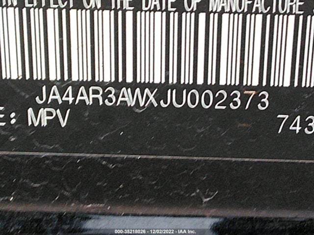 JA4AR3AWXJU002373 Mitsubishi Outlander Sport Se 2.4
