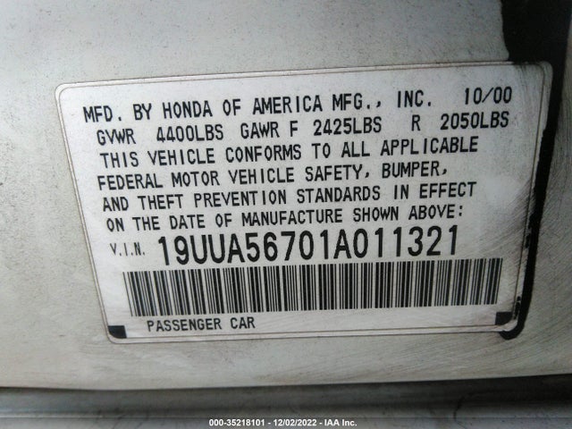 19UUA56701A011321 Acura Tl W/navigation System