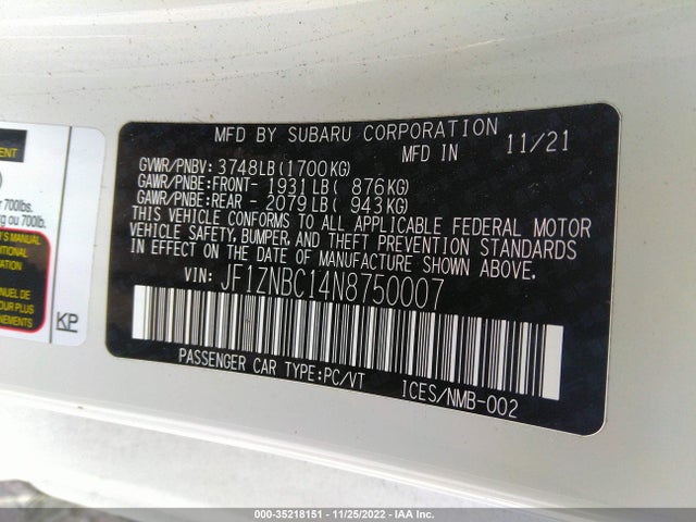 2022 Toyota GR 86, VIN: JF1ZNBC14N8750007