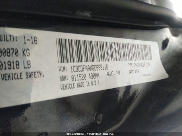 Dodge DART SE 2016 1C3CDFAAXGD668116 Image 9