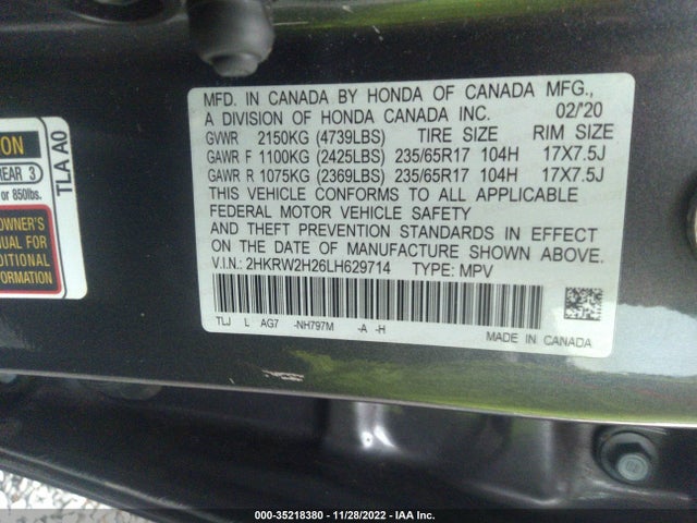 2020 Honda CR-V, VIN: 2HKRW2H26LH629714