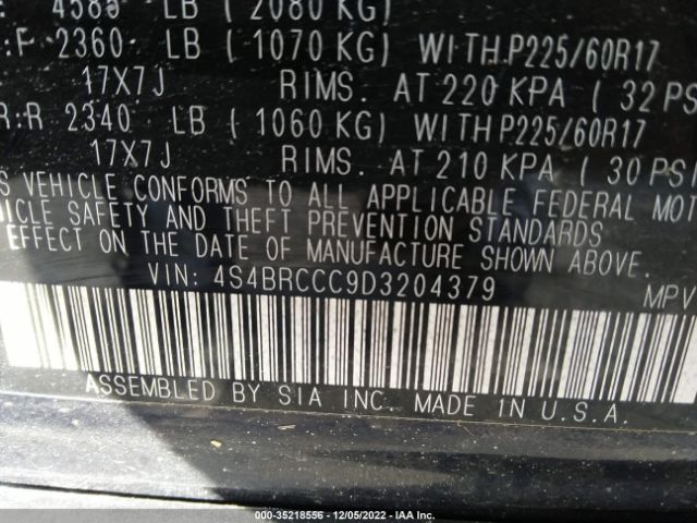4S4BRCCC9D3204379 Subaru Outback 2.5i Premium