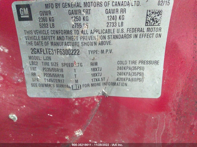 GMC Terrain Slt 2015 2GKFLTE31F6300222 Image 9