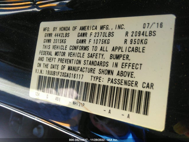 Acura TLX 2016 19UUB1F3XGA016117 Image 9
