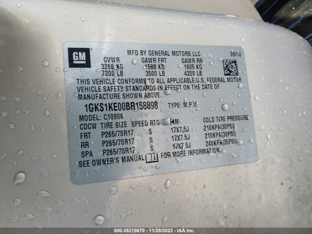GMC YUKON XL 2011 1GKS1KE00BR158898 Image 10