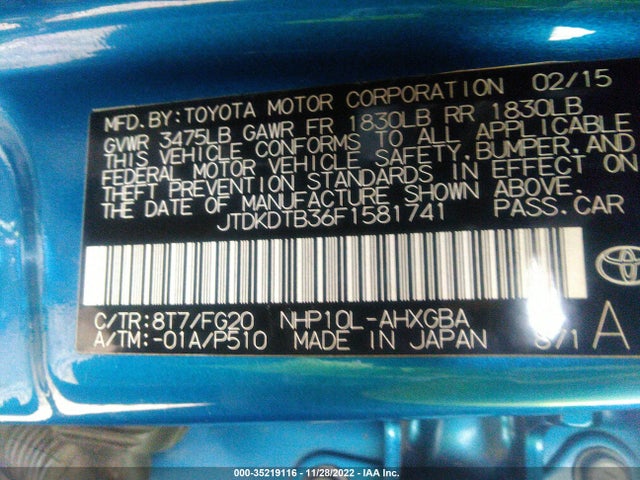 2015 Toyota Prius, VIN: JTDKDTB36F1581741