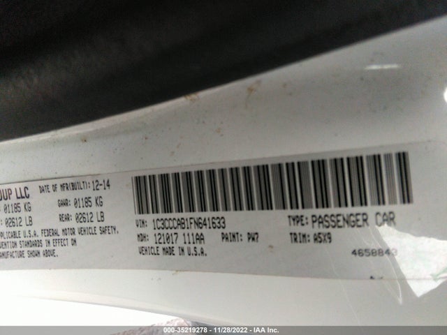 1C3CCCAB1FN641633 Chrysler 200 Limited