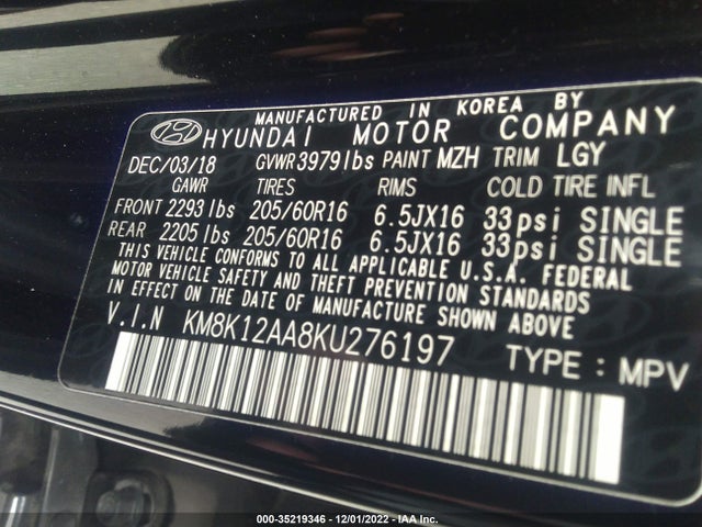 2019 Hyundai Kona, VIN: KM8K12AA8KU276197