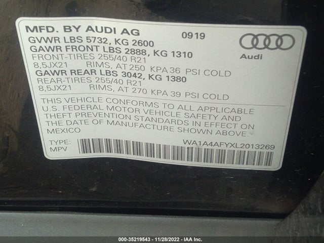 2020 Audi SQ5, VIN: WA1A4AFYXL2013269