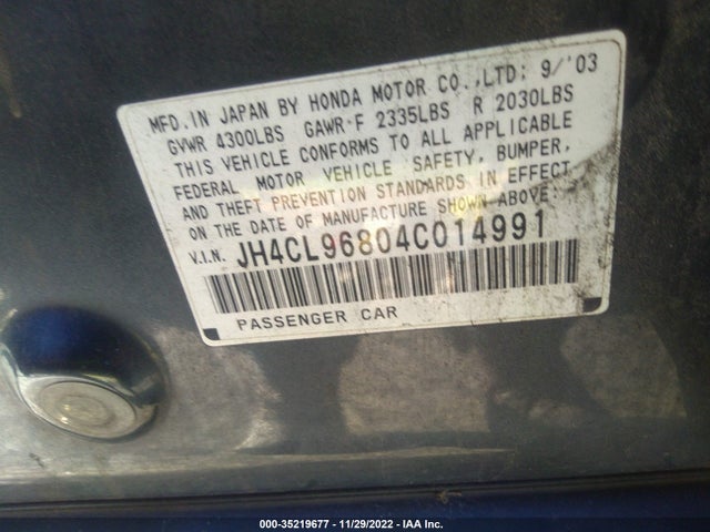 2004 ACURA TSX VIN: JH4CL96804C014991