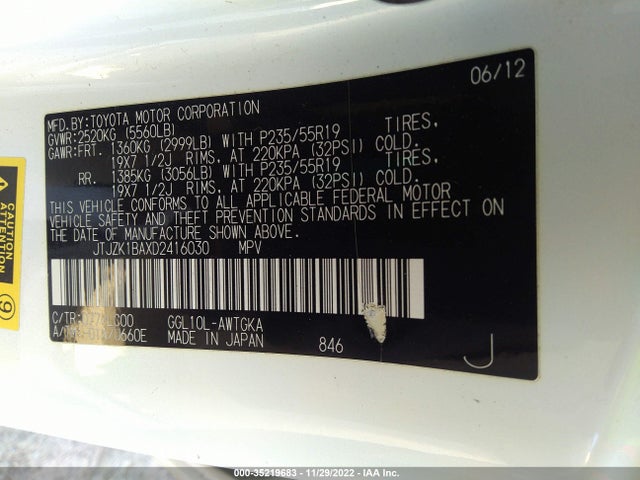 Lexus RX 350 2013 JTJZK1BAXD2416030 Image 10