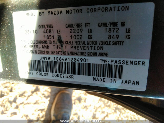 2010 MAZDA MAZDA3 S SPORT VIN: JM1BL1S64A1284901