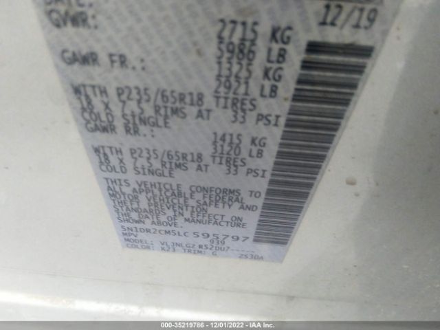 5N1DR2CM5LC595797 Nissan Pathfinder Sl