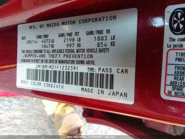 2015 MAZDA MAZDA3 S GRAND TOURING VIN: JM1BM1M31F1232391