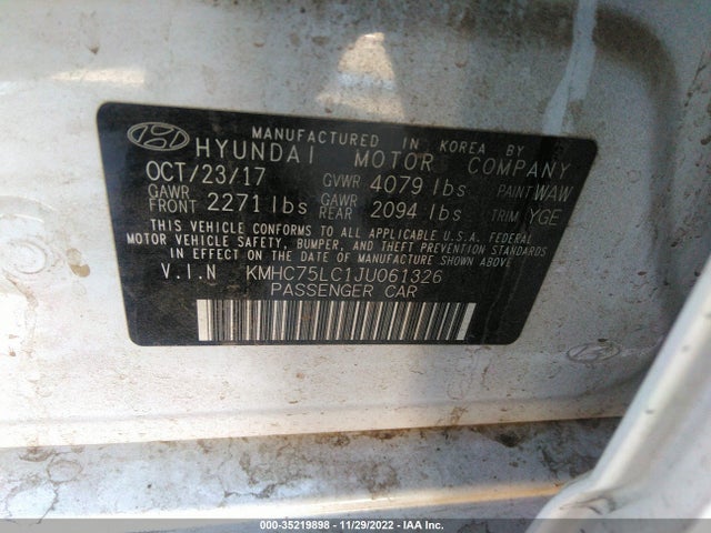 2018 Hyundai Ioniq, VIN: KMHC75LC1JU061326