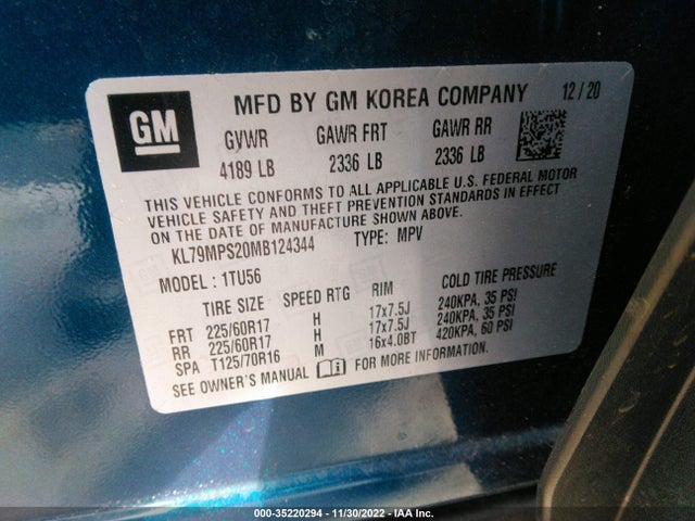 Chevrolet Trailblazer Lt 2021 KL79MPS20MB124344 Image 9