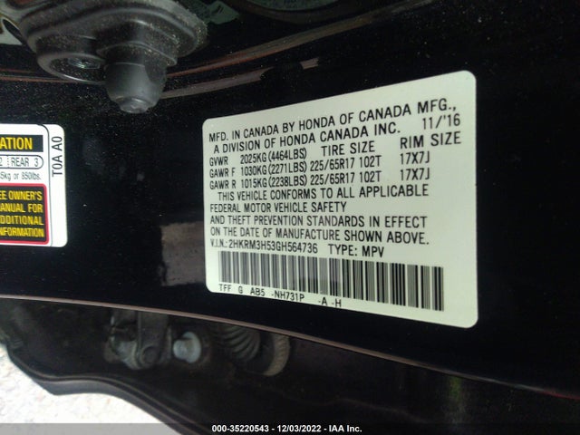 Honda CR-V EX 2016 2HKRM3H53GH564736 Image 10