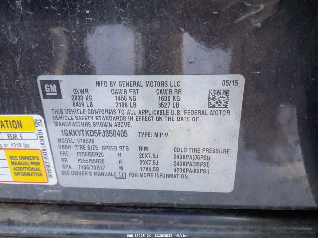 1GKKVTKD5FJ350405 GMC Acadia Denali