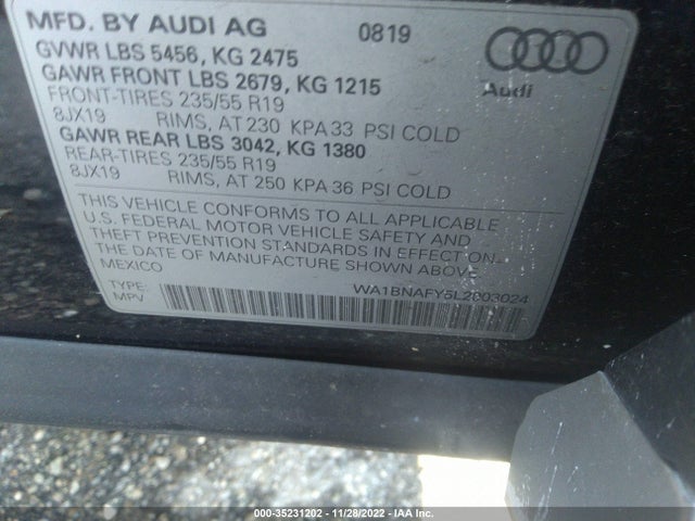 WA1BNAFY5L2003024 Audi Q5 Premium Plus