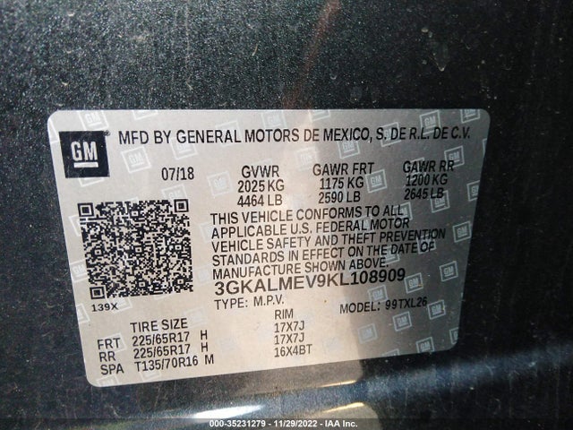 GMC Terrain Sle 2019 3GKALMEV9KL108909 Image 9