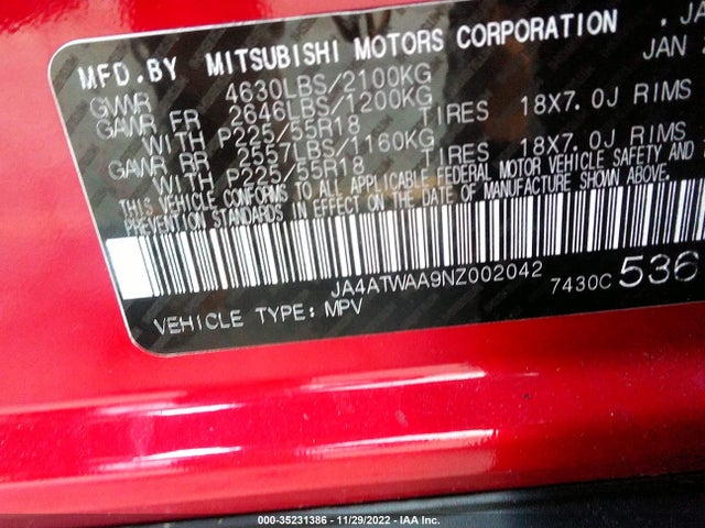 Mitsubishi Eclipse Cross 2022 JA4ATWAA9NZ002042 Image 9