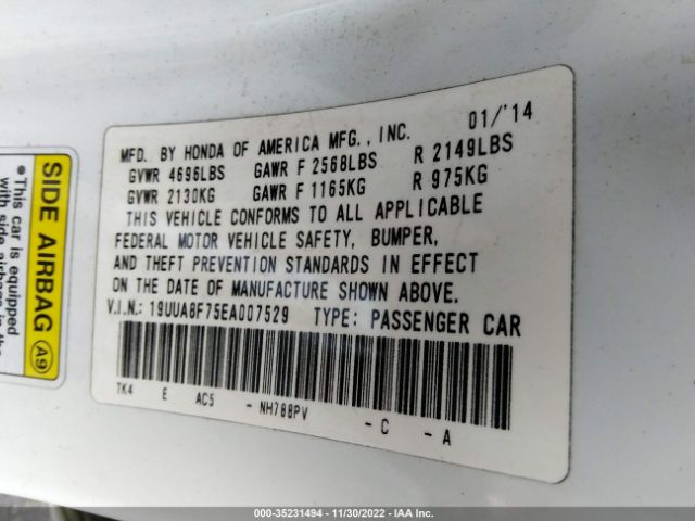 19UUA8F75EA007529 Acura Tl Advance