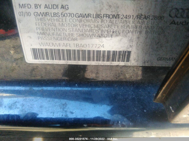WAUWFAFL1BA017724 Audi A4 2.0t Premium  Plus