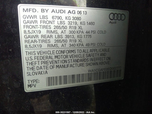 WA1CGAFE0ED002777 Audi Q7 3.0t Premium