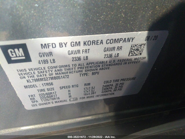 Chevrolet Trailblazer Ls 2021 KL79MMS27MB051472 Image 9