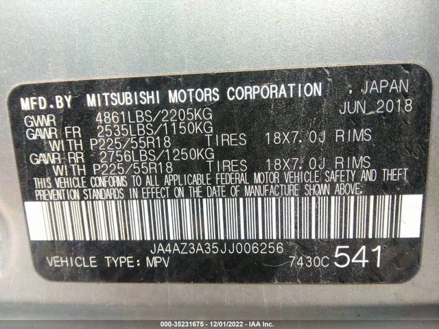 JA4AZ3A35JJ006256 Mitsubishi Outlander