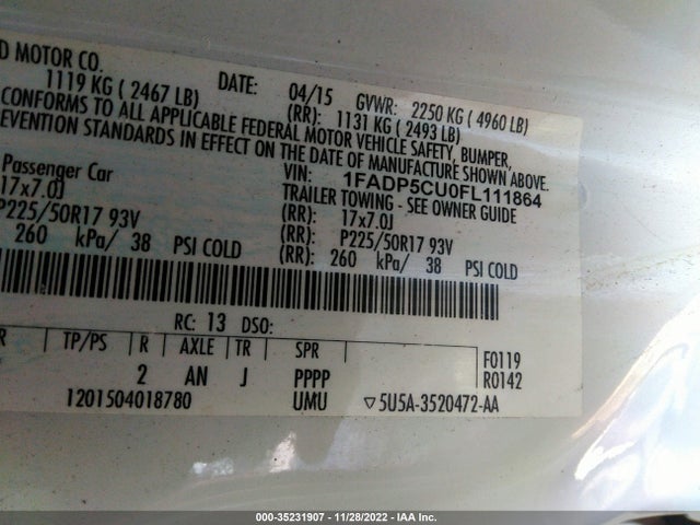 2015 Ford C-Max, VIN: 1FADP5CU0FL111864
