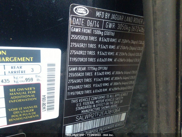 Land Rover RANGE ROVER SPORT 2014 SALWR2TF2EA381064 Image 10