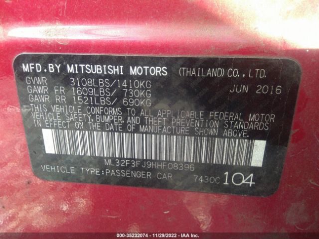 ML32F3FJ9HHF08396 Mitsubishi Mirage G4 Es