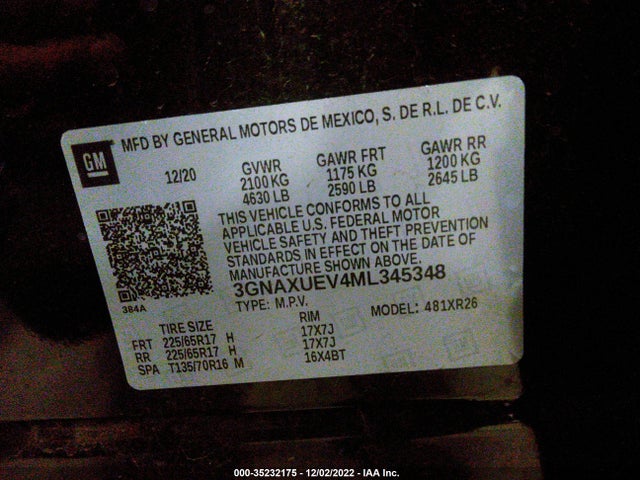 Chevrolet EQUINOX LT 2021 3GNAXUEV4ML345348 Image 10