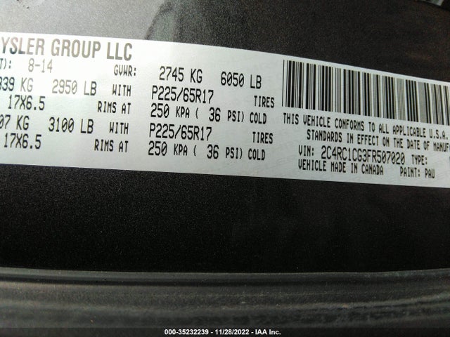 Chrysler Town & Country 2015 2C4RC1CG3FR507020 Image 10