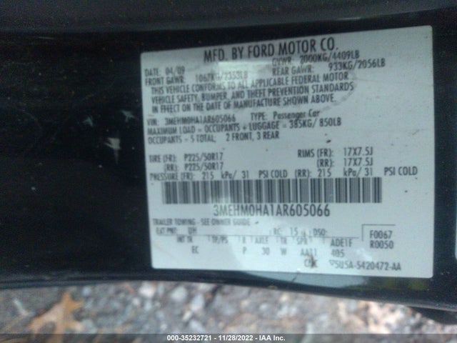2010 MERCURY MILAN VIN: 3MEHM0HA1AR605066