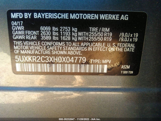 2017 BMW X5, VIN: 5UXKR2C3XH0X04779