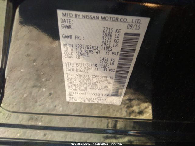 5N1AR2MN3FC709326 Nissan Pathfinder S