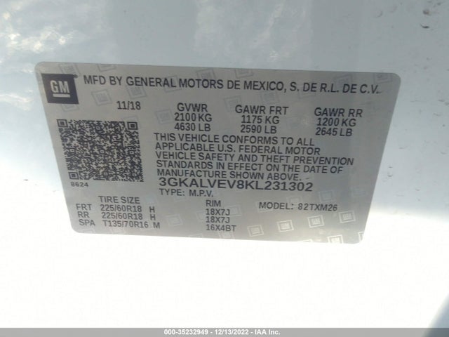2019 GMC Terrain, VIN: 3GKALVEV8KL231302