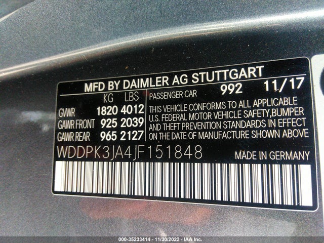 2018 Mercedes-Benz SLC-Class, VIN: WDDPK3JA4JF151848