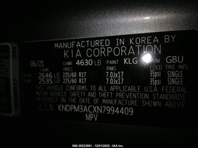 2022 Kia Sportage, VIN: KNDPM3ACXN7994409