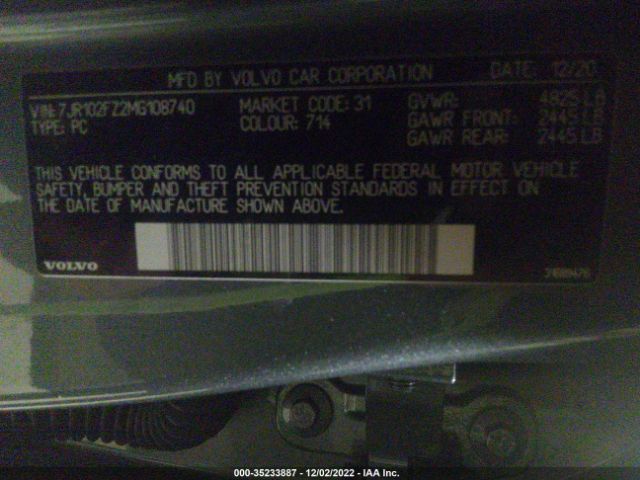 2021 VOLVO S60 7JR102FZ2MG108740 Photo 8