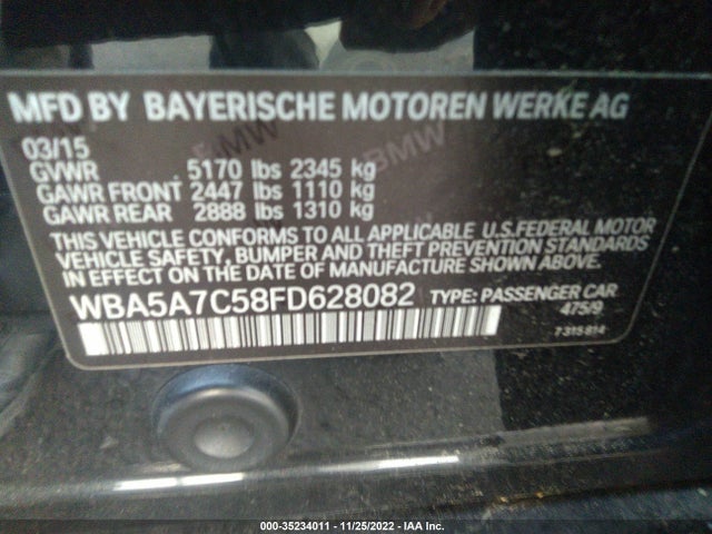 BMW 5 Series 528i Xdrive 2015 WBA5A7C58FD628082 Image 10