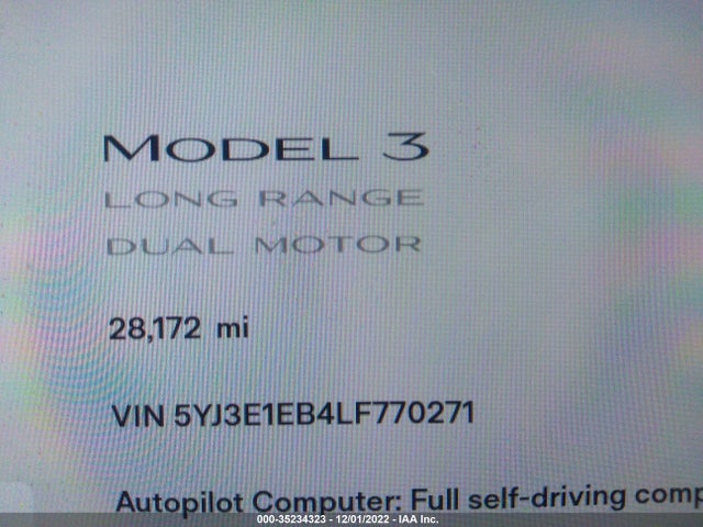 Tesla MODEL 3 2020 5YJ3E1EB4LF770271 Image 9